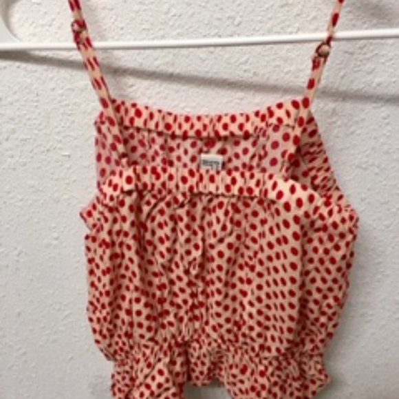 Polka dot top ruffle crop top straight nec… - Picture 5 of 8